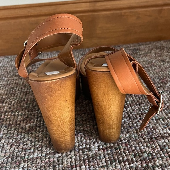 Steve Madden Candis Cognac Leather Wedge Sandal Size 9 - Picture 3 of 9